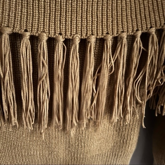 Angashion Off Shoulder Fringe Gold Sweater - Picture 3 of 7